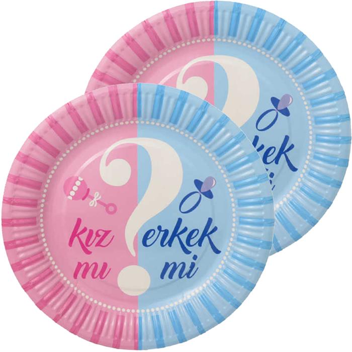 Cinsiyet Kız mı Erkek mi Karton Tabak 8'li