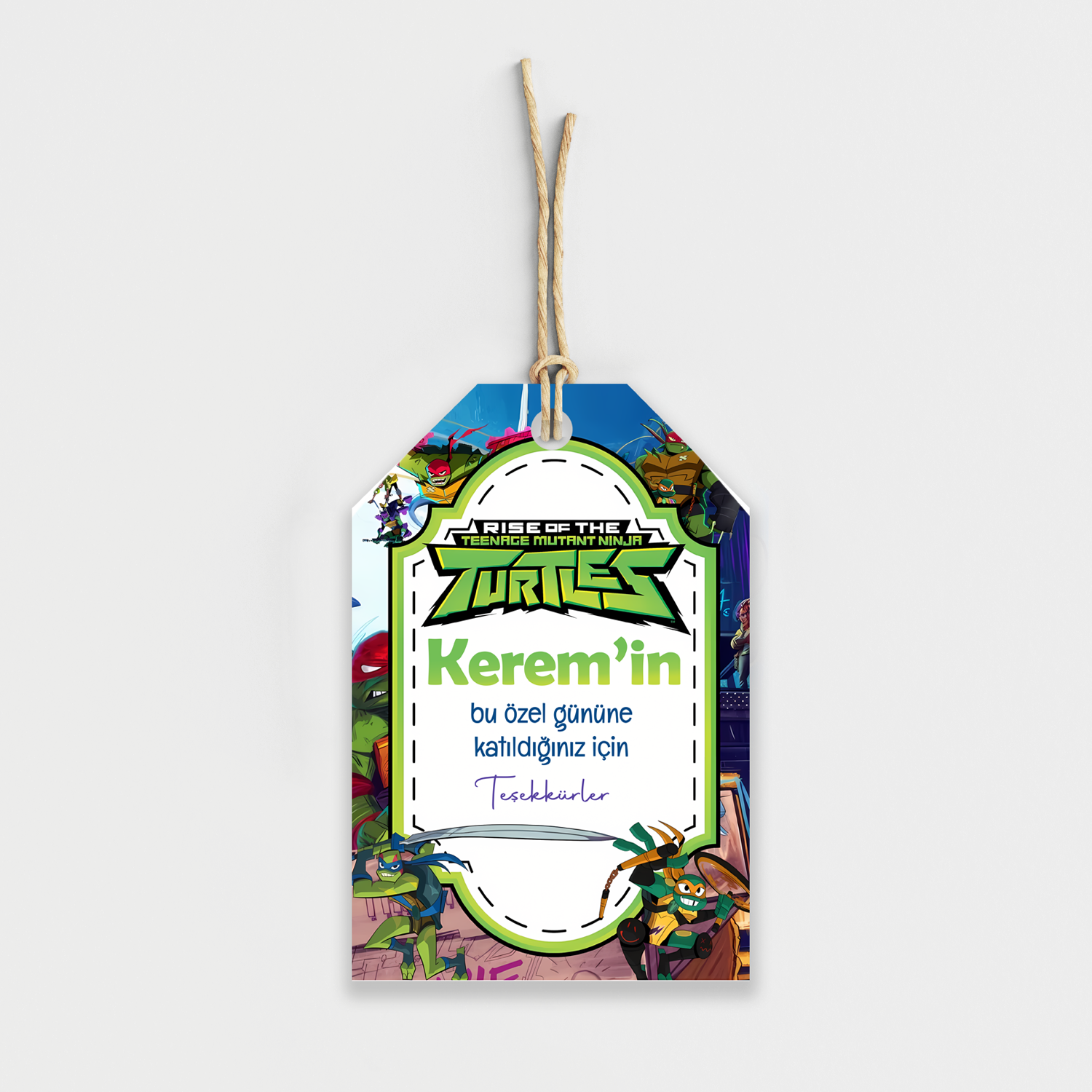 Ninja Turtles Temalı Kişiye Özel Teşekkür Kartı 8'li