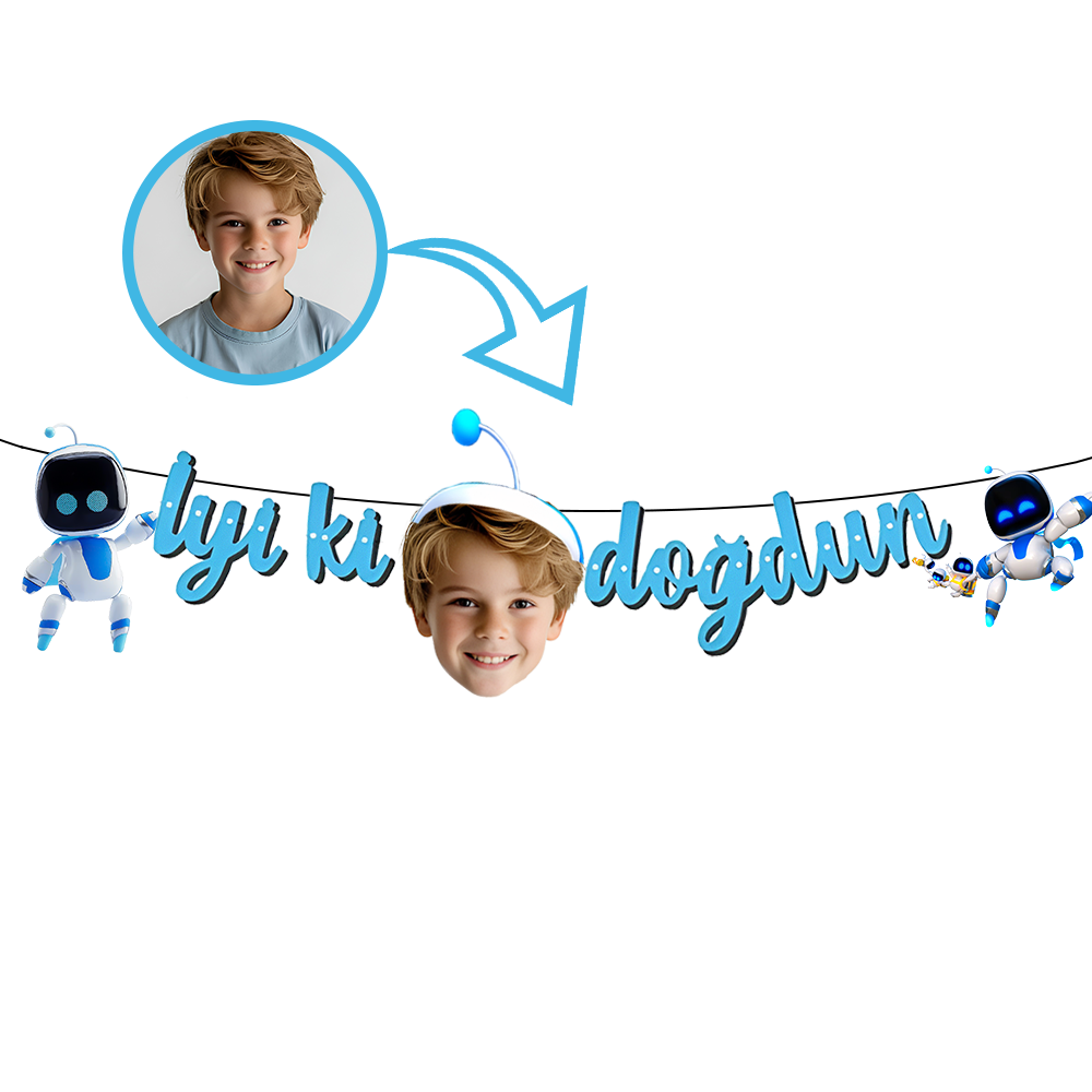 Kişiye Özel Astrobot Temalı Happy Birthday Afiş Banner