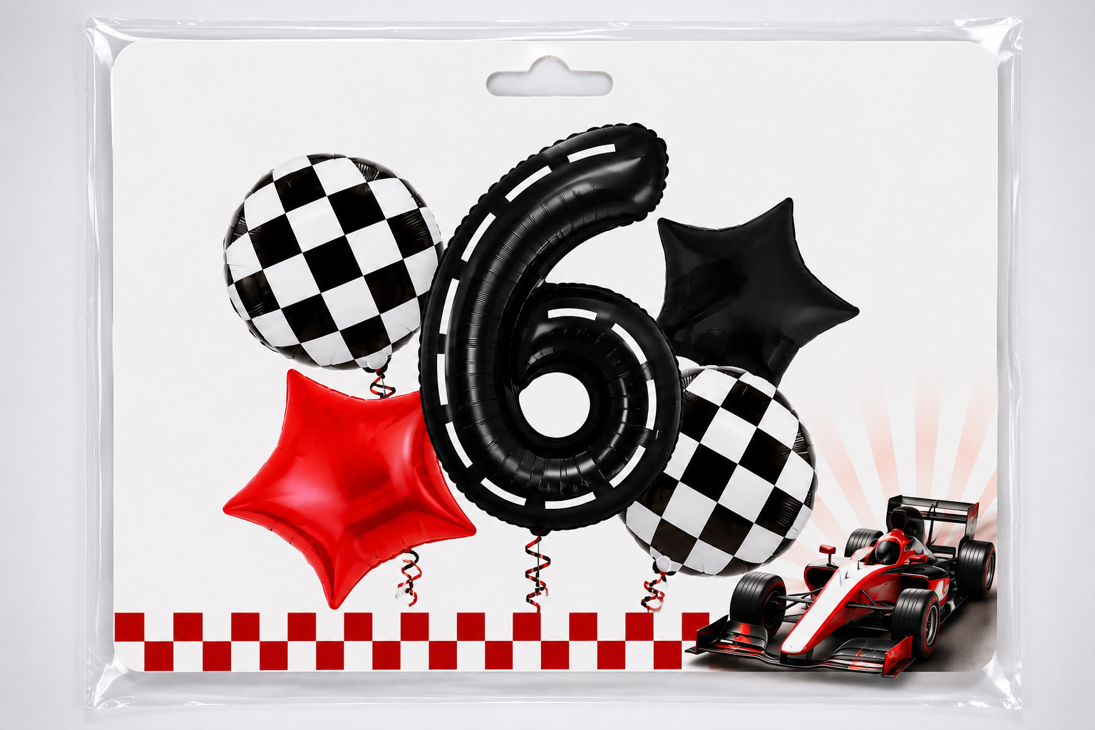 Yarış Temalı 6 Yaş Rakam Folyo Balon Seti