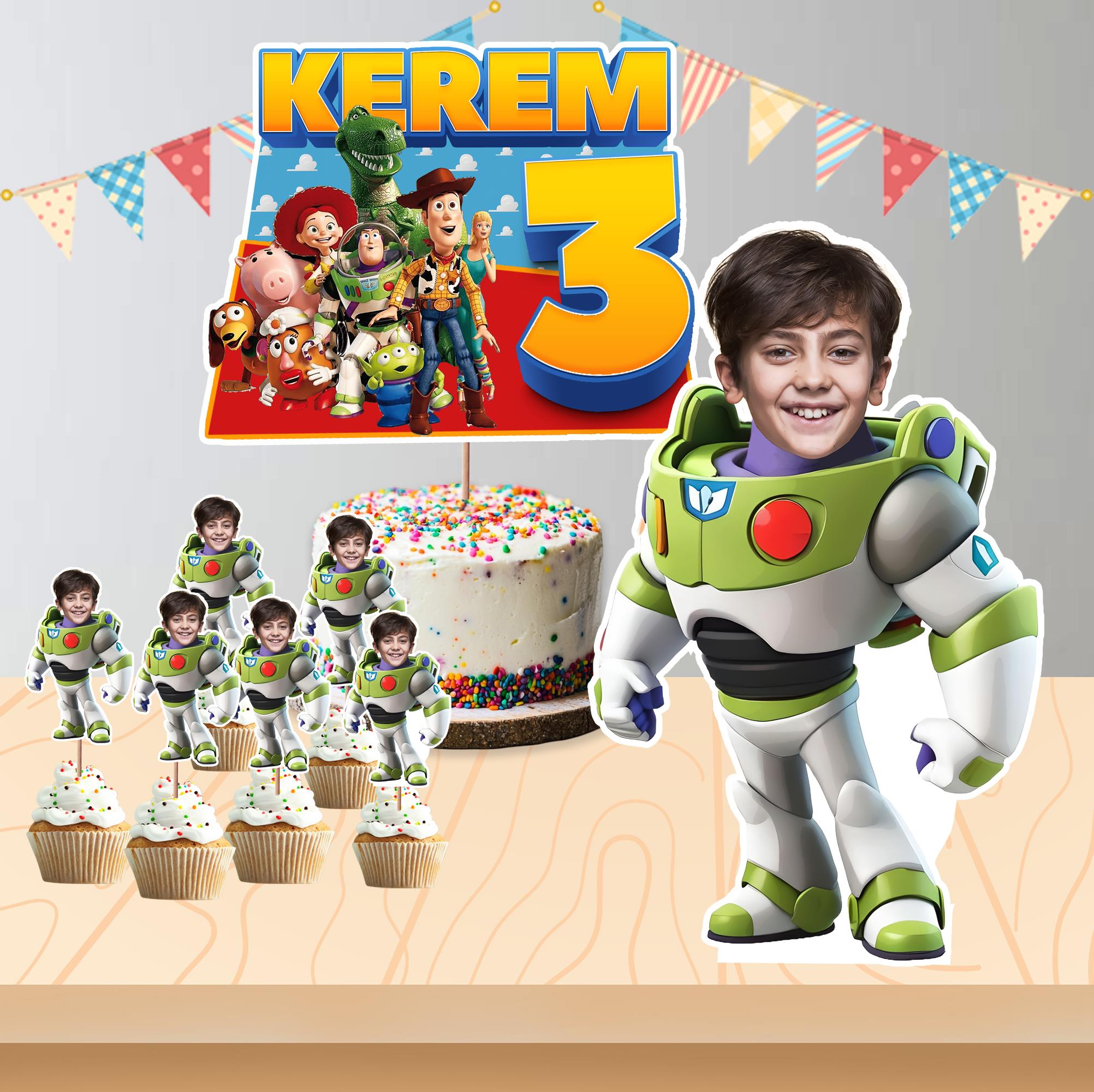 Kişiye Özel ToyStory Buzz Lightyear Temalı Pano ve Pasta Süsü Seti