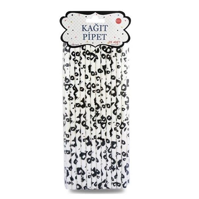 Dalmaçya Desenli Kağıt Pipet - 25 Adet