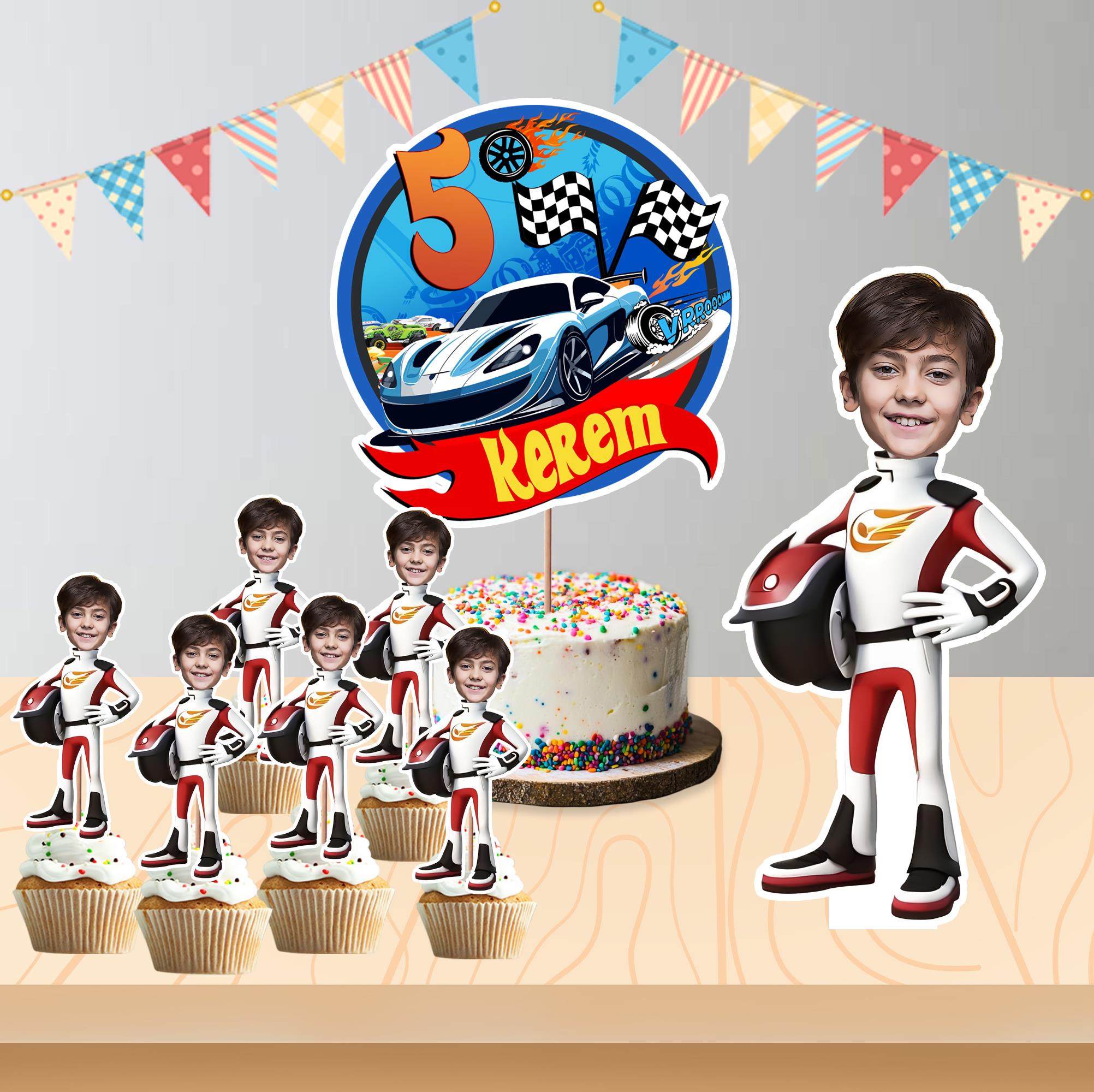 Kişiye Özel Hotwheels  Temalı Pano ve Pasta Süsü Seti