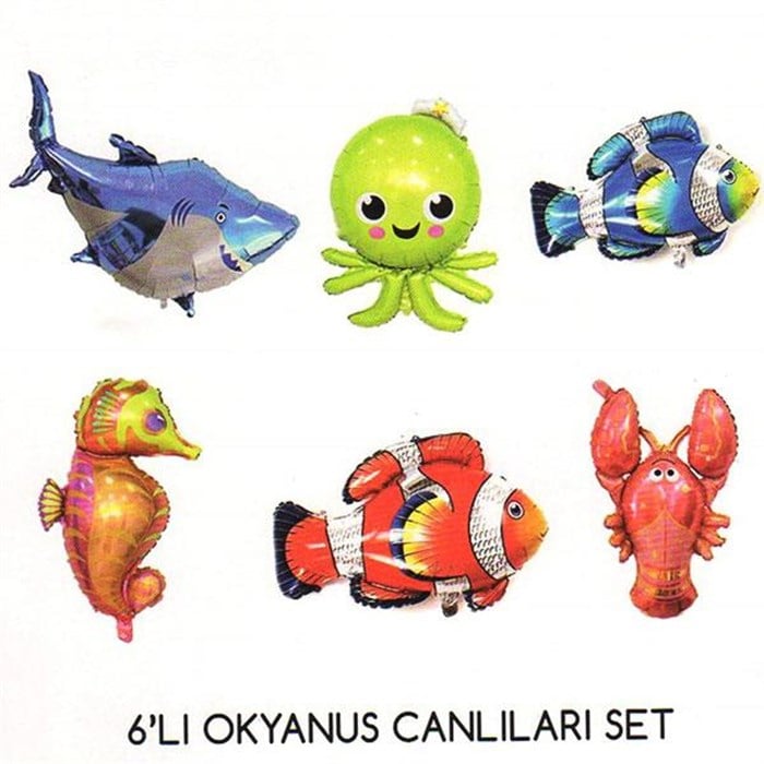 Deniz Canlıları Folyo Balon Set - 6 Adet