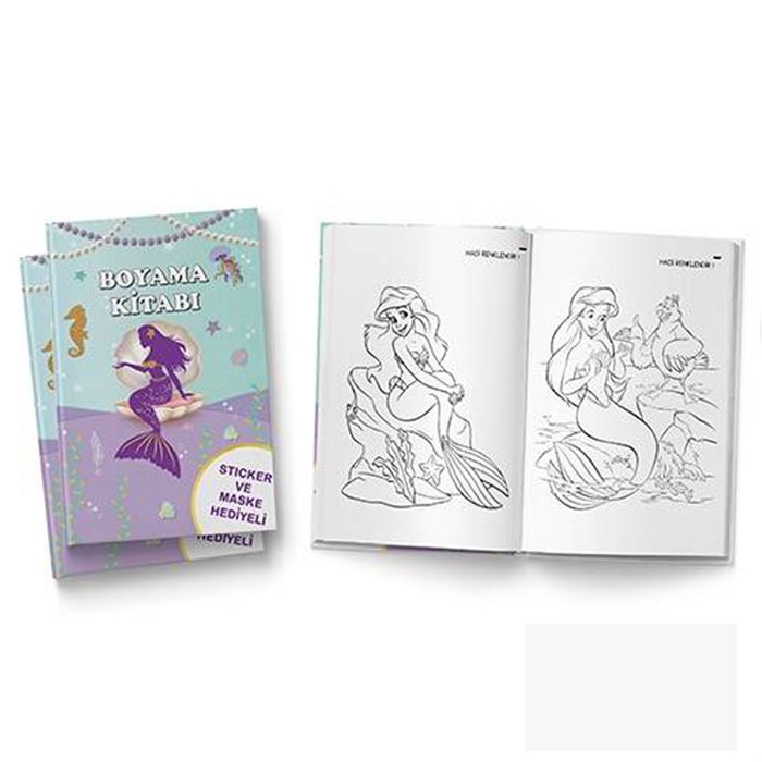 Deniz Kızı Boyama Kitabı (Sticker+Maskeli)