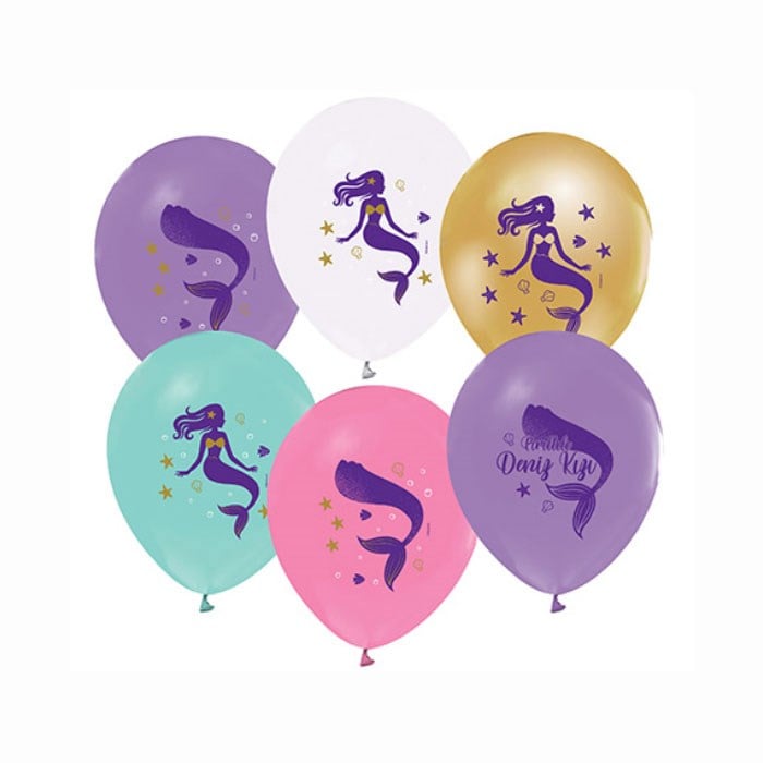 Deniz Kızı Temalı Lateks Balon 10 adet