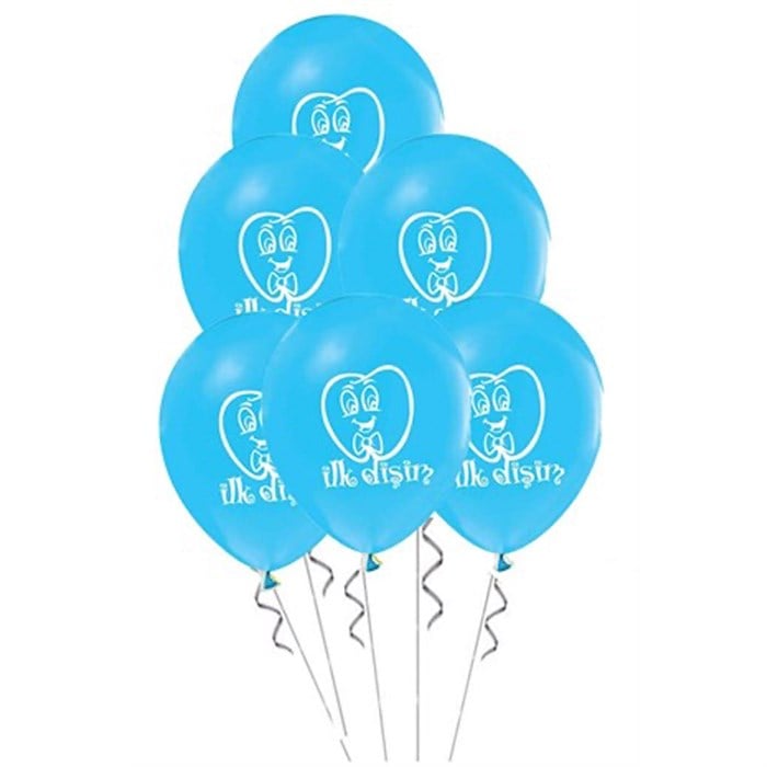 Diş Buğdayı Mavi Baskılı Balon - 10 Adet