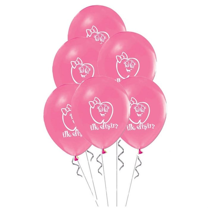 Diş Buğdayı Pembe Baskılı Balon - 5 Adet