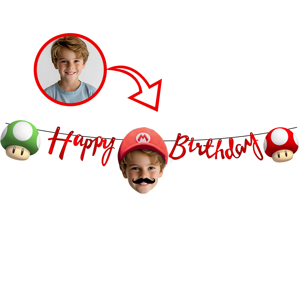 Kişiye Özel Super Mario Temalı Happy Birthday Afiş Banner