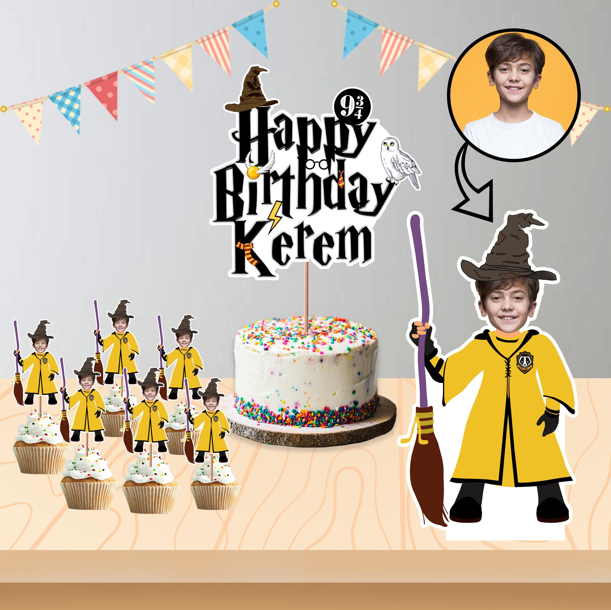 Kişiye Özel Harry Potter Hufflepuff Temalı Pano ve Pasta Süsü Seti