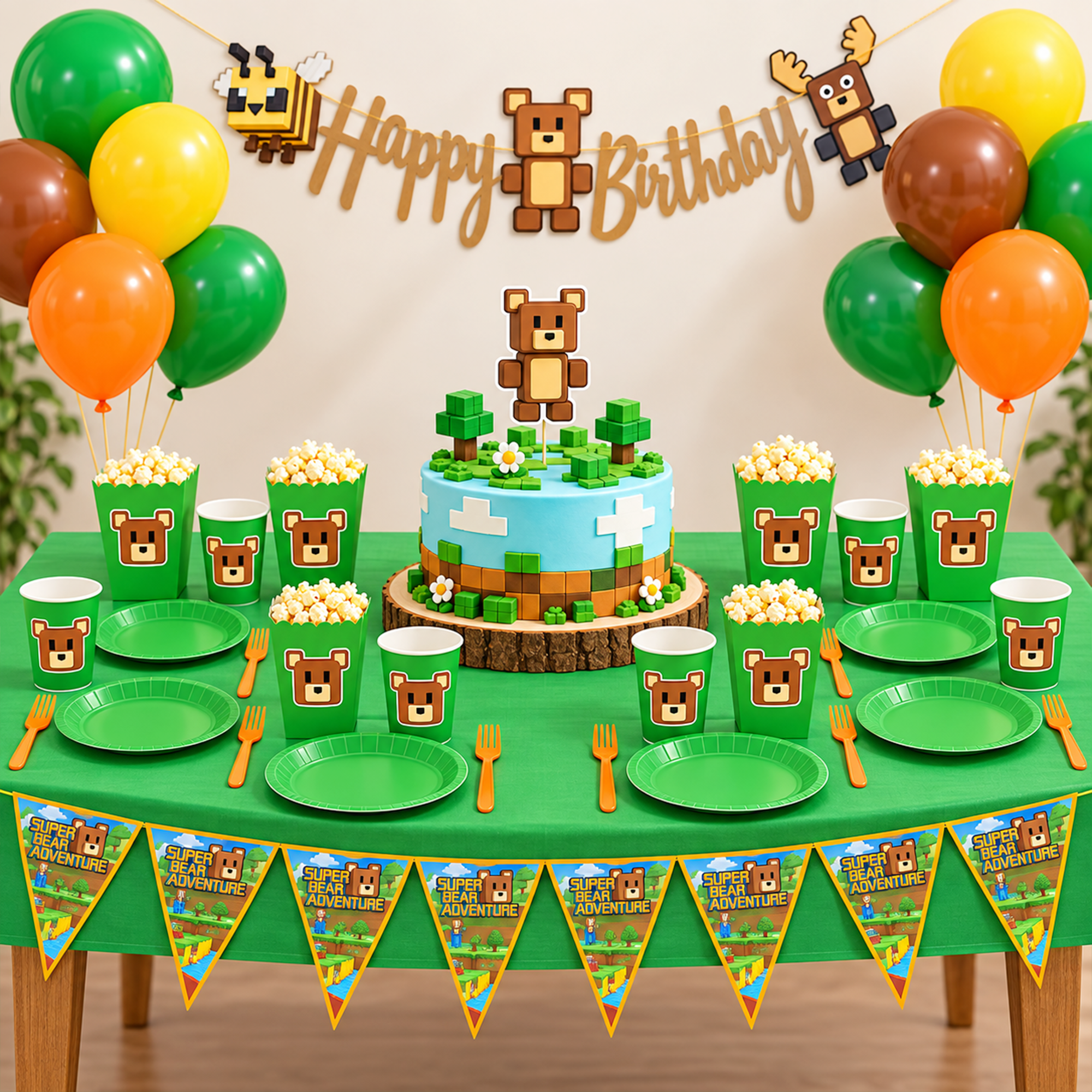 Super Bear Adventure Temalı Parti Seti 16 Kişilik