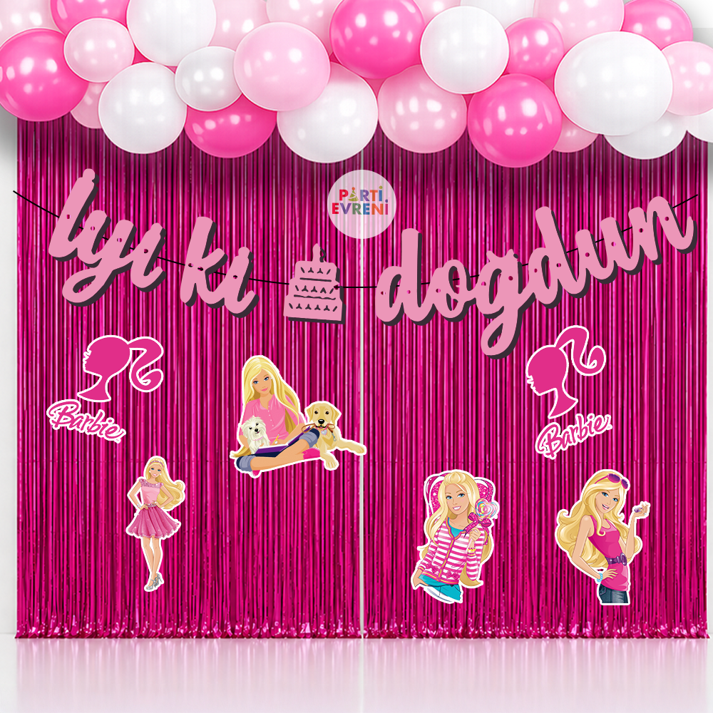 Barbie Temalı Arka Fon Süsleme Seti