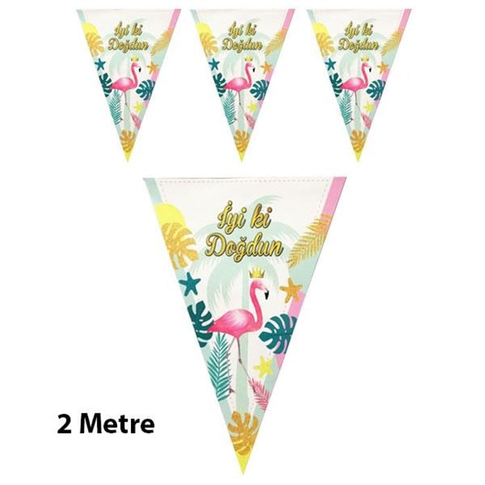 Flamingo Temalı Flama Bayrak - 2 metre