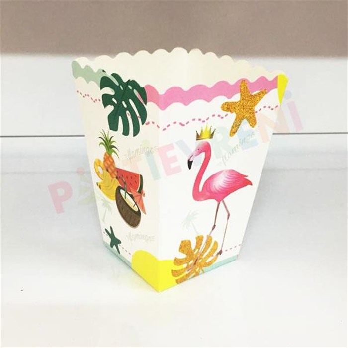 Flamingo Temalı Mısır Popcorn Kutusu - 10 Adet