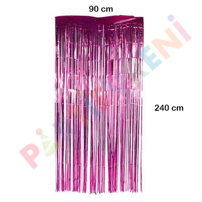 Fuşya Işıltılı Püsküllü Arka Fon Perdesi 100x200 cm