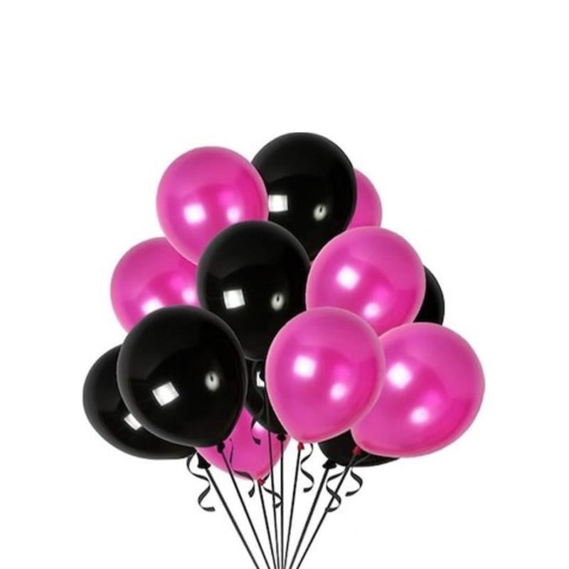 Fuşya ve Siyah Renk Karışık Balon 5 Adet