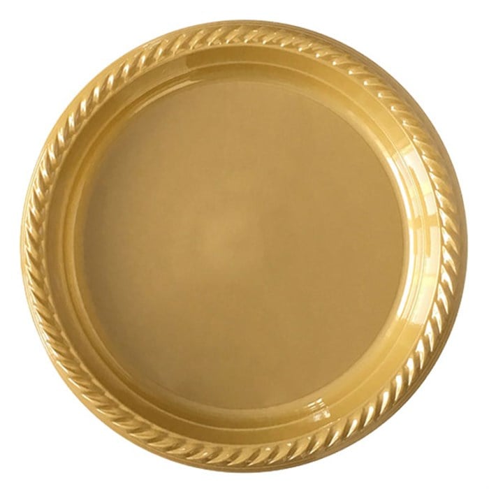 Gold Plastik Tabak 22cm 10 Adet