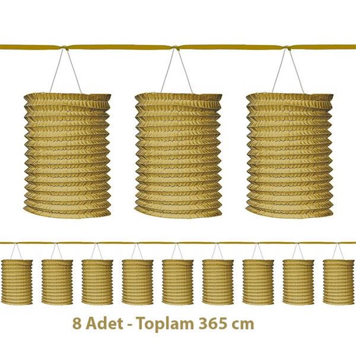 Gold Sıralı Akordiyon Fener Süs - 365 cm