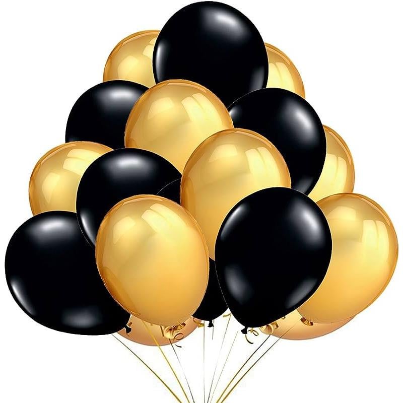 Gold ve Siyah Renk Karışık Balon 5 Adet