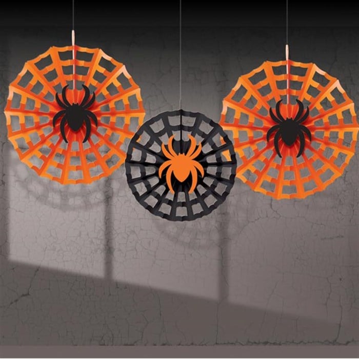 Halloween Örümcek Ağı Petek Süs Seti - 3 Adet