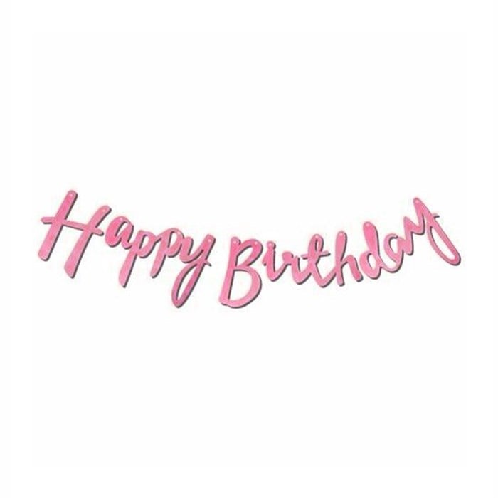 Happy Birthday Pembe Kaligrafi Banner