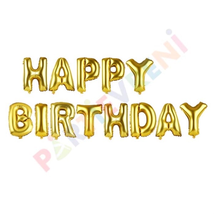Happy Birthday Yazılı Gold Folyo Balon