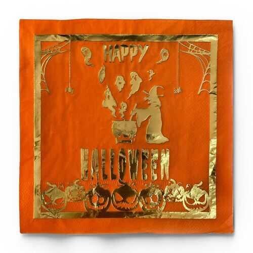 Happy Halloween Temalı Turuncu Peçete