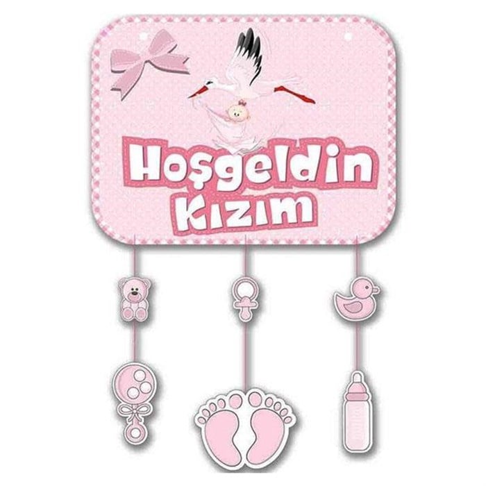 Hoş Geldin Kızım Pembe Kapı Süsü