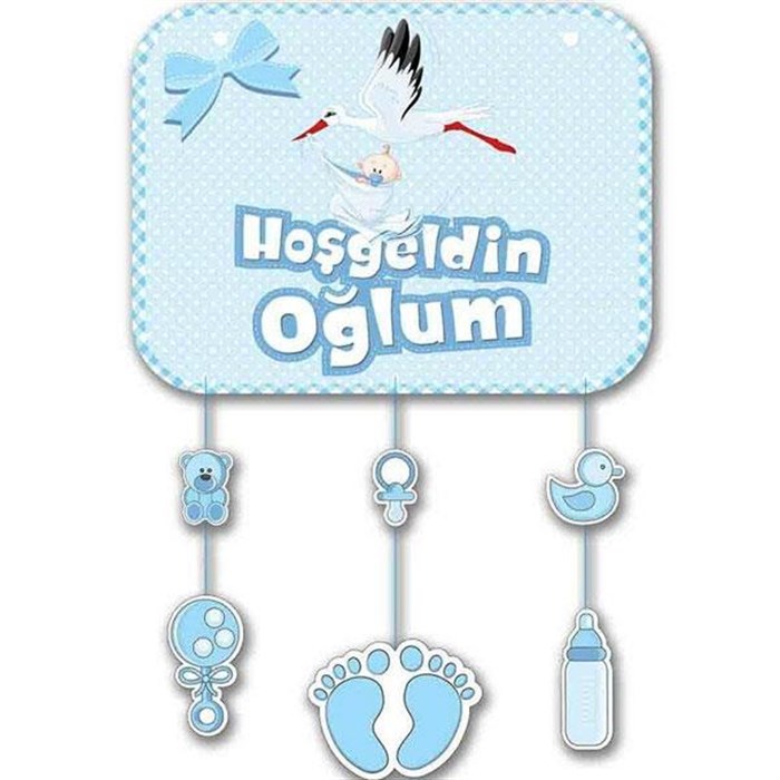 Hoş Geldin Oğlum Mavi Kapı Süsü