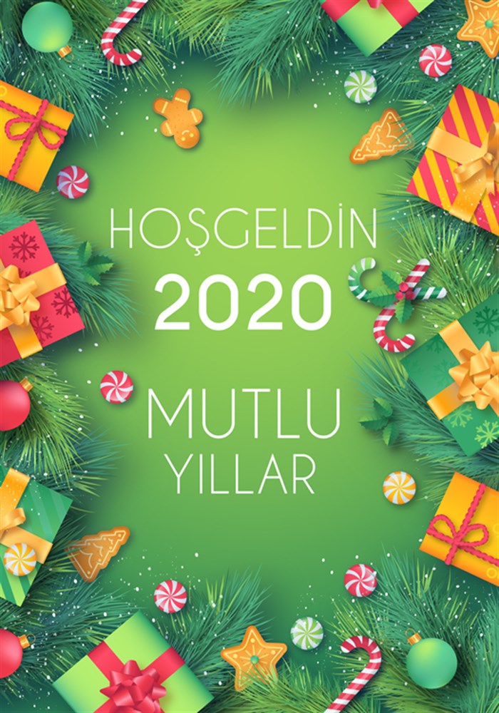 Hoşgeldin 2020 Yeşil Vinil Afiş - 70 cm - 100 cm