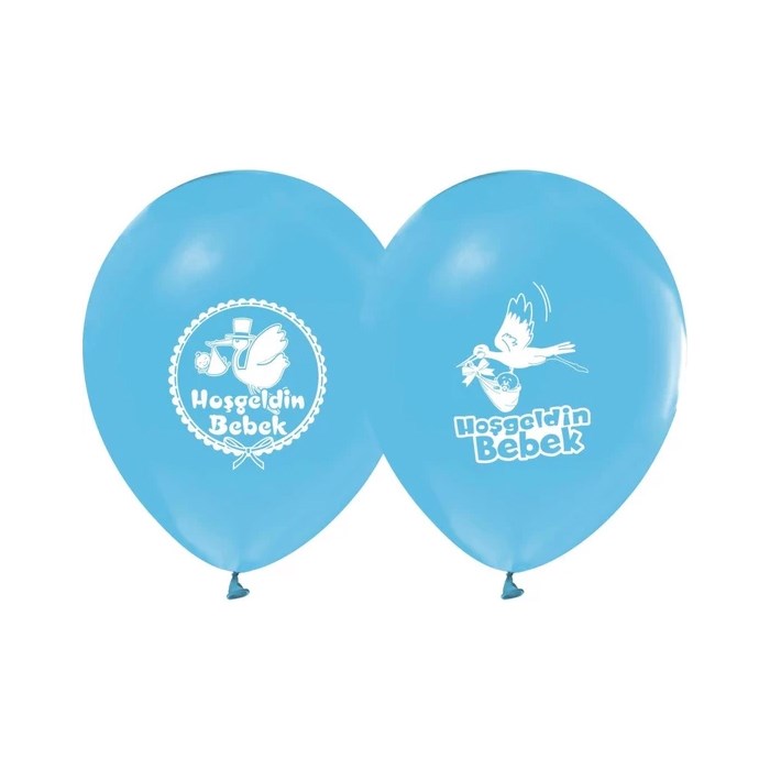 Hoşgeldin Bebek Baskılı Mavi Balon 10 Adet
