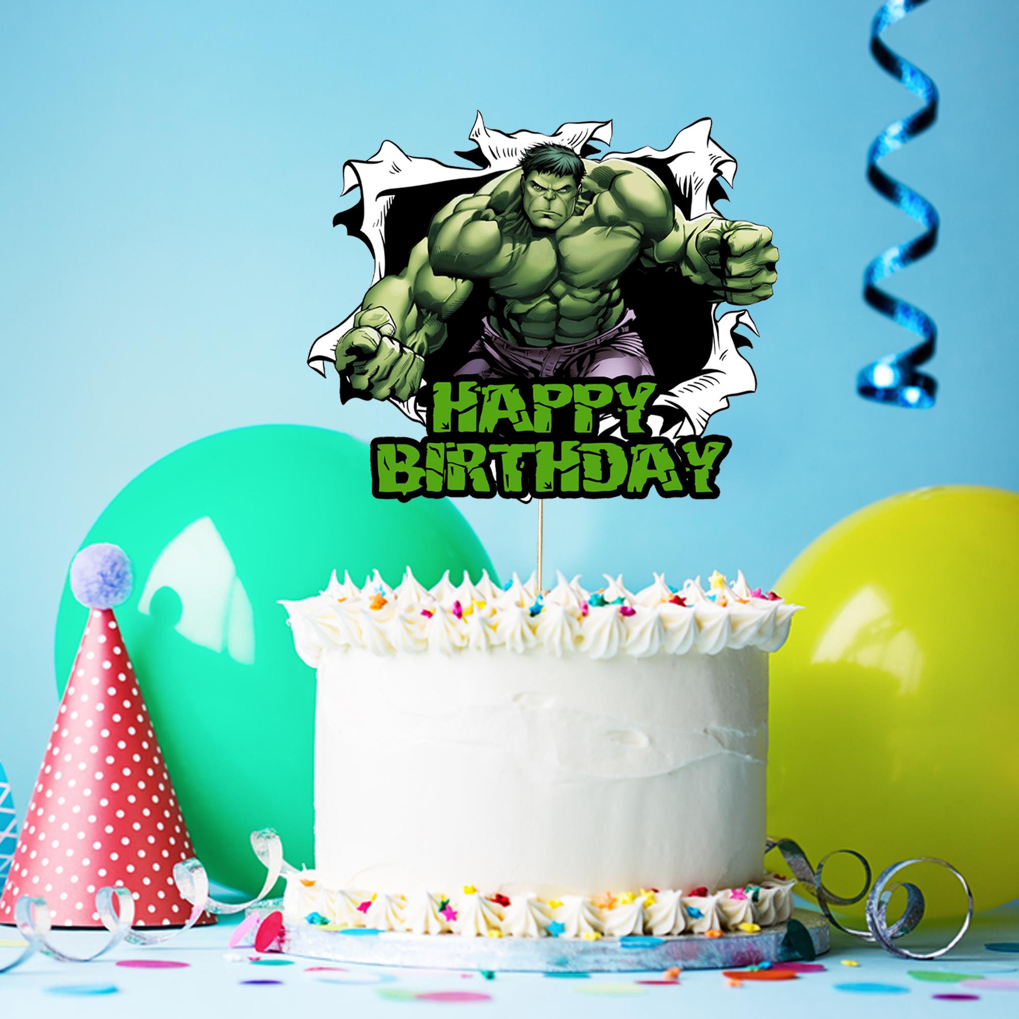 Hulk Temalı Happy Birthday Pasta Süsü