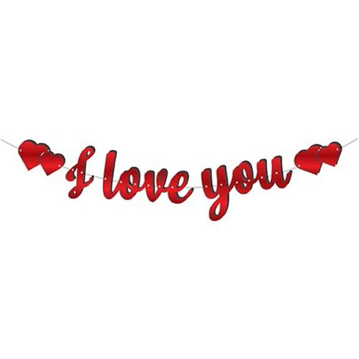 I Love You Kırmızı Kaligrafi Banner