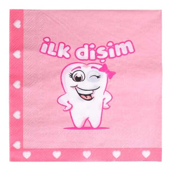 İlk Dişim Kız Pembe Kağıt Peçete 20 Adet