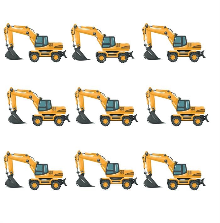 İnşaat Kepçe Temalı Sticker 10 Adet - 5 cm