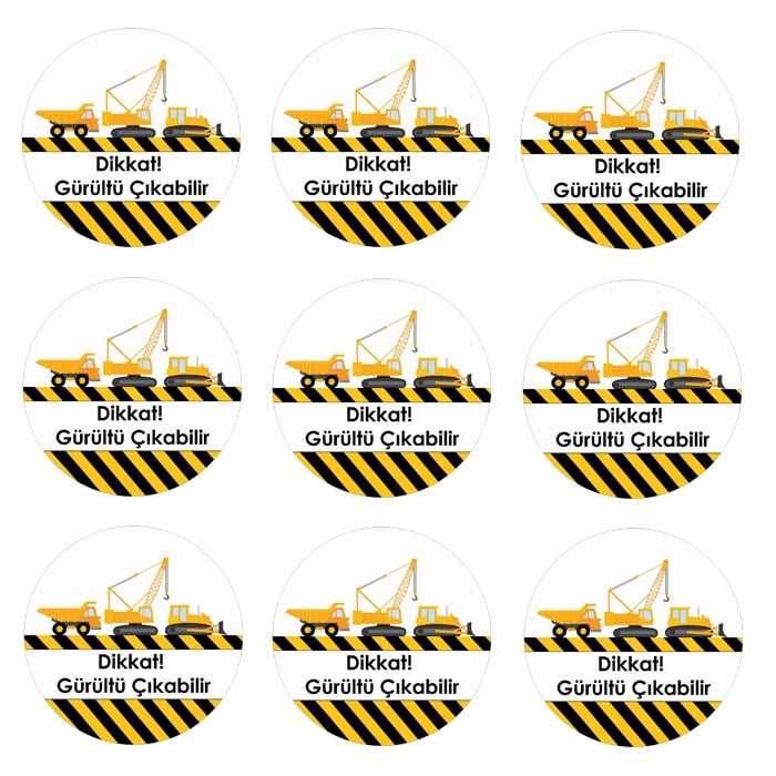 İnşaat Temalı Sticker 10 Adet - 5 cm