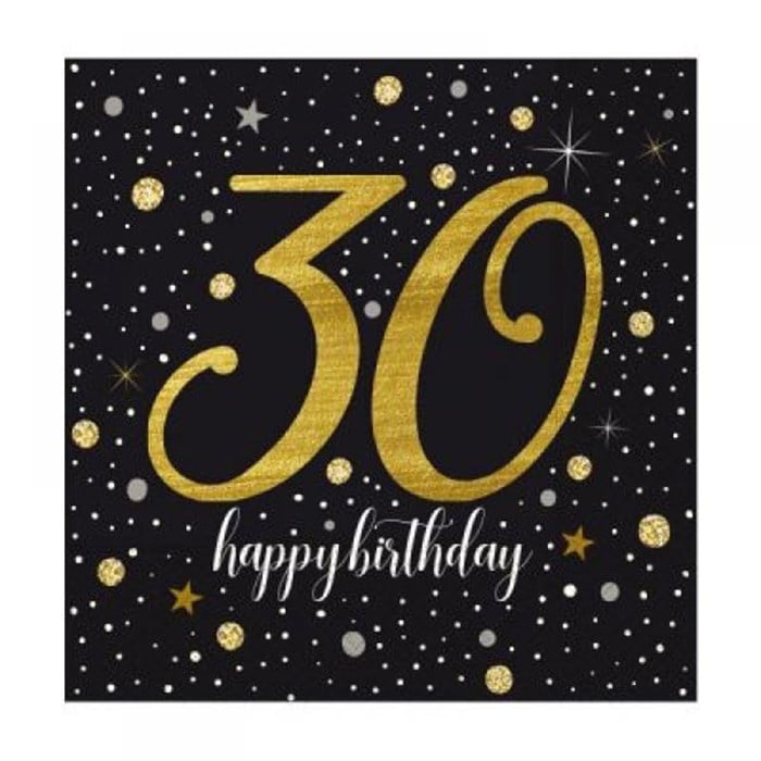 Işıltılı Doğum Günü 30 Yaş Kağıt Peçete