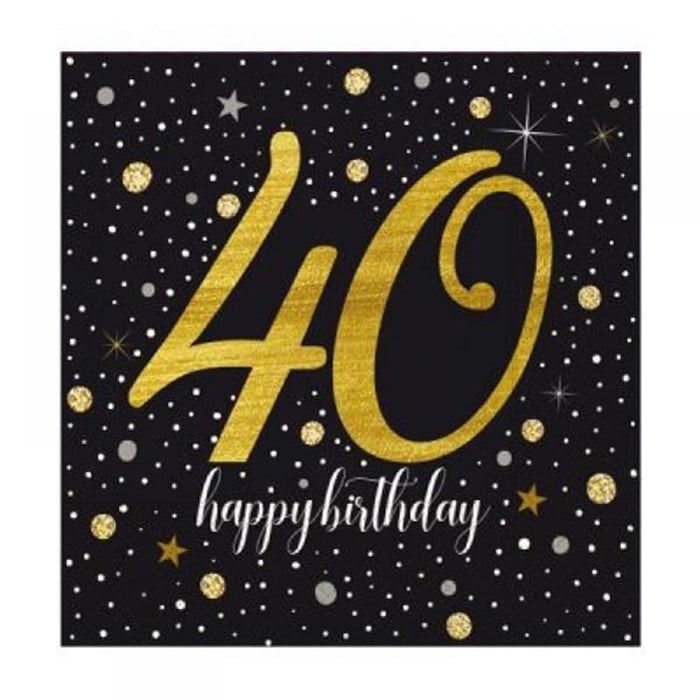 Işıltılı Doğum Günü 40 Yaş Kağıt Peçete