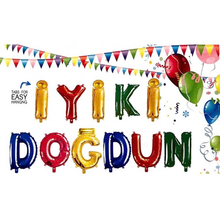 İyi ki Doğdun Yazılı Renkli Folyo Balon