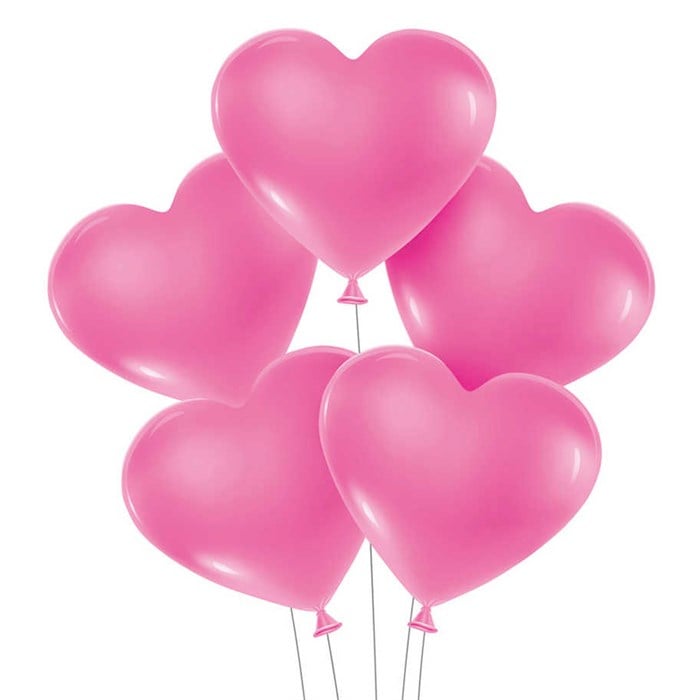 Kalp Şekilli Pembe Lateks Balon - 10 Adet