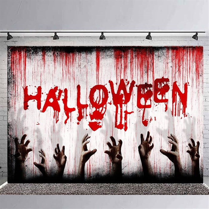 Kanlı Halloween Yazılı Branda Afiş - 70x100 cm
