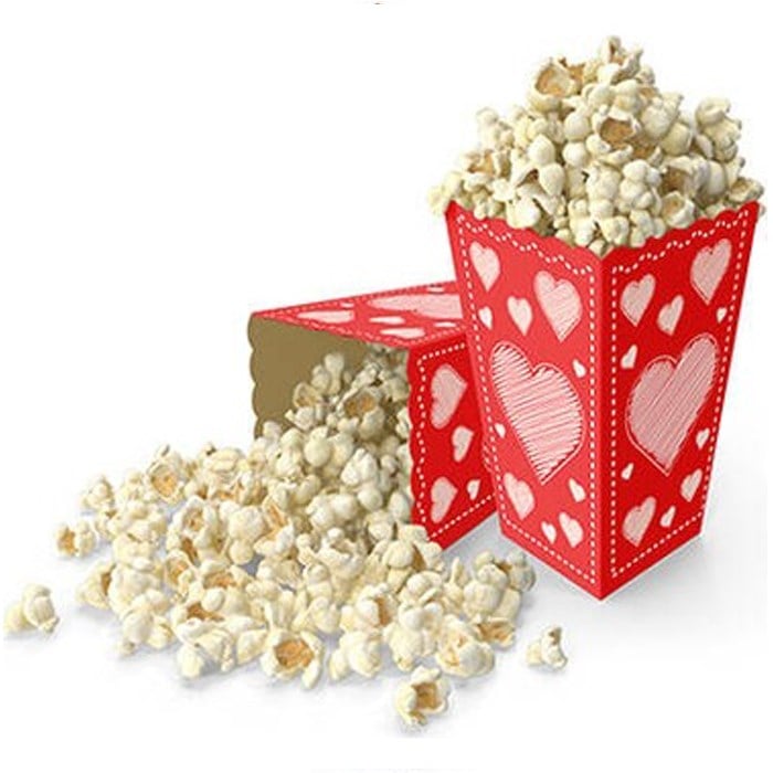 Kırmızı Kalpli Mısır Popcorn Kutusu 10 Adet