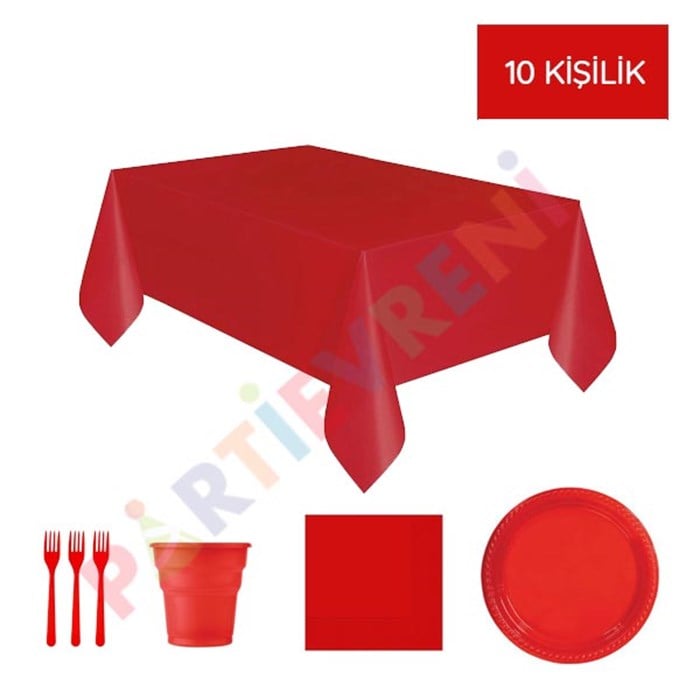 Kırmızı Kullan At Parti Seti - 10 Kişilik