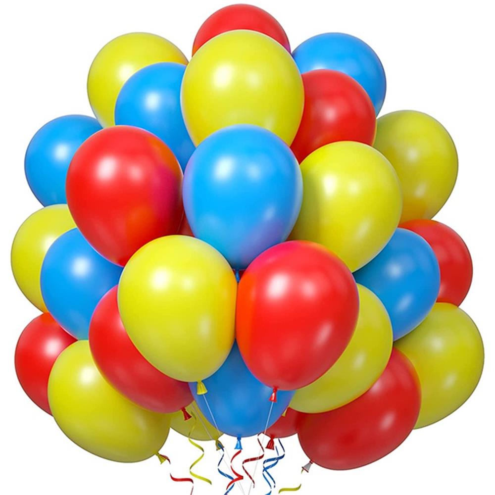 Kırmızı Mavi Sarı Karışık Balon Seti 10'lu