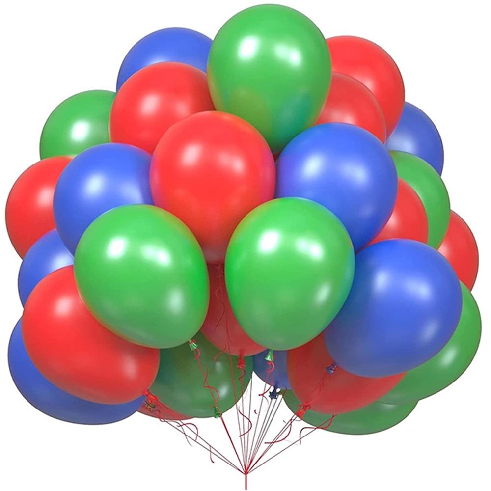 Kırmızı Mavi Yeşil Karışık Balon Seti 10'lu