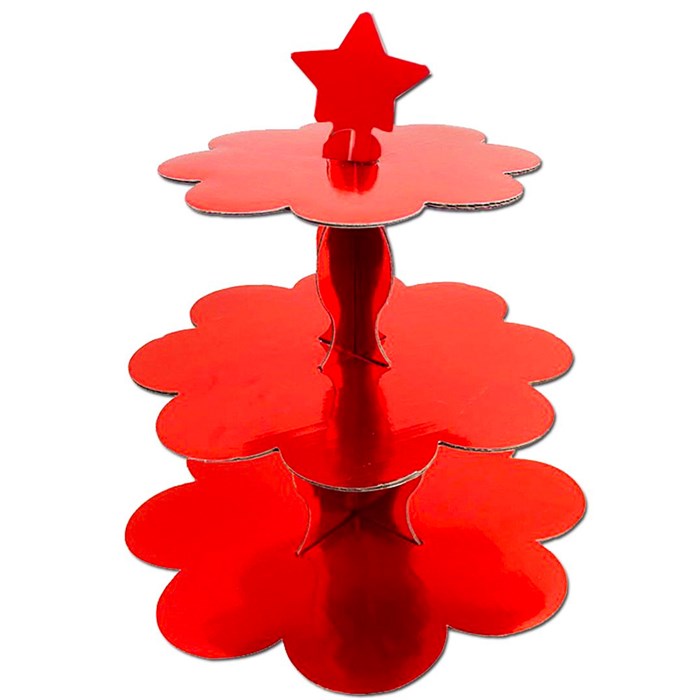 Kırmızı Metalik Cupcake Kek Standı