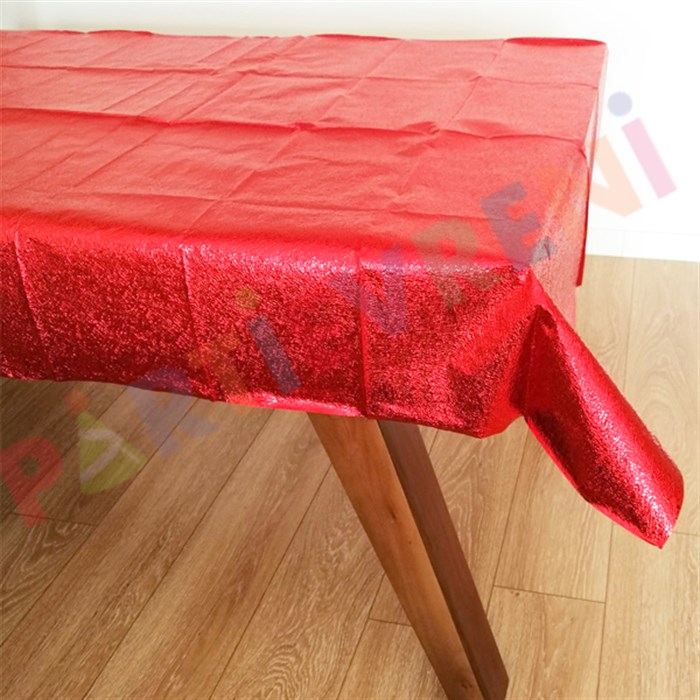 Kırmızı Parıltılı Masa Örtüsü - 120 cm - 180 cm