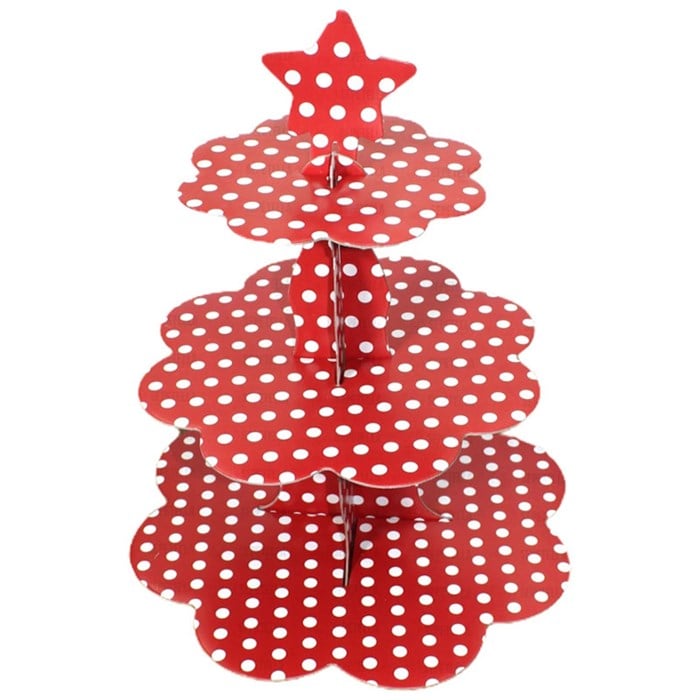 Kırmızı Puantiyeli Kek Standı