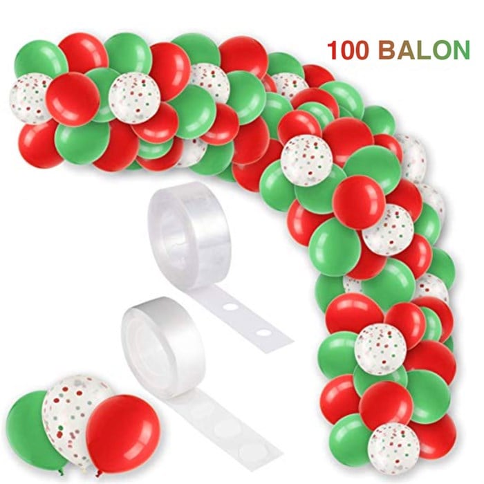Kırmızı Yeşil Konfetili Balon Zincir Seti 