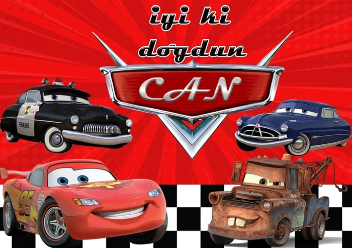 Kişiye Özel Cars Doğum Günü Afişi - 4 Boy Seçenekli